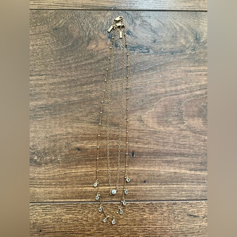 Elegant Gold Plated Necklace with Floating Crystals